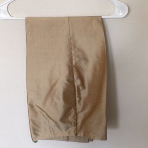 Rose Nogueira silk golden pant suit trousers.